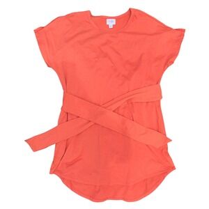 LuLaRoe T-Shirt Dress‎ with Belt Pockets Casual Everyday Coral L